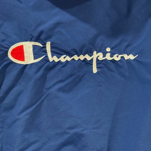 Vintage Champion Jacket Hoodie Medium Parka Zip Snap Closure Fully Lined Blue - Picture 7 of 14